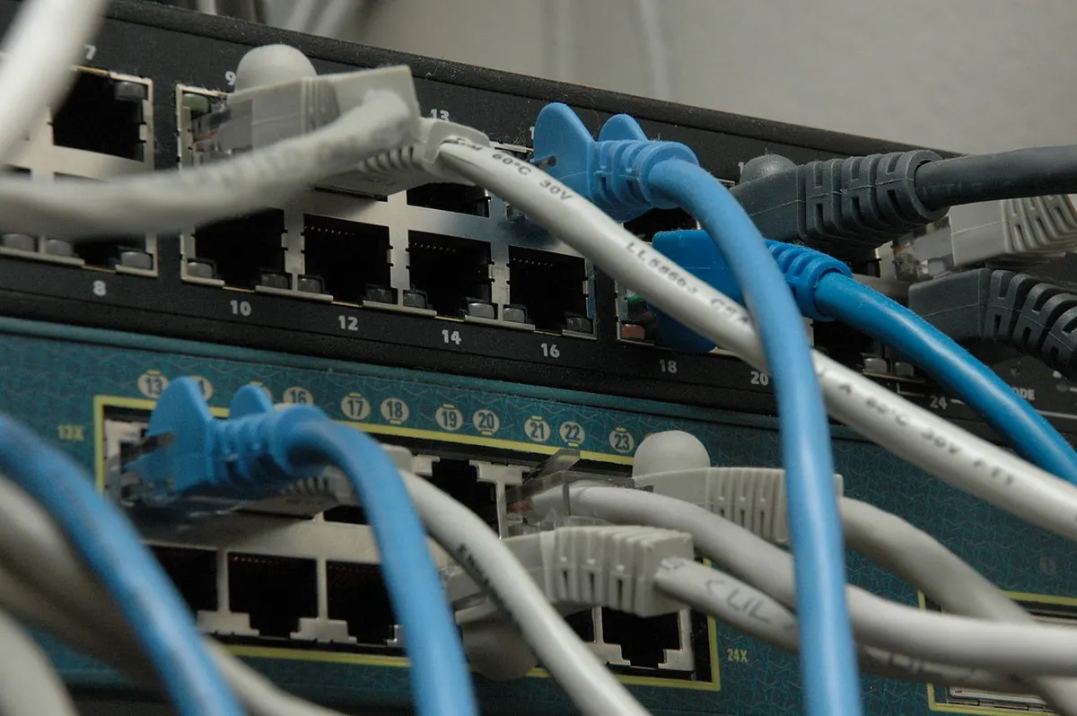 Network switches mounted in an equipment rack